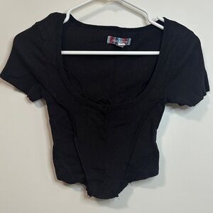 Urban Outfitters Black Ribbed Bodysuit